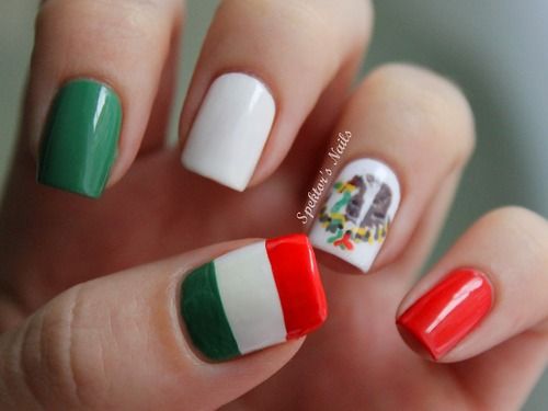 mexican flag nail art